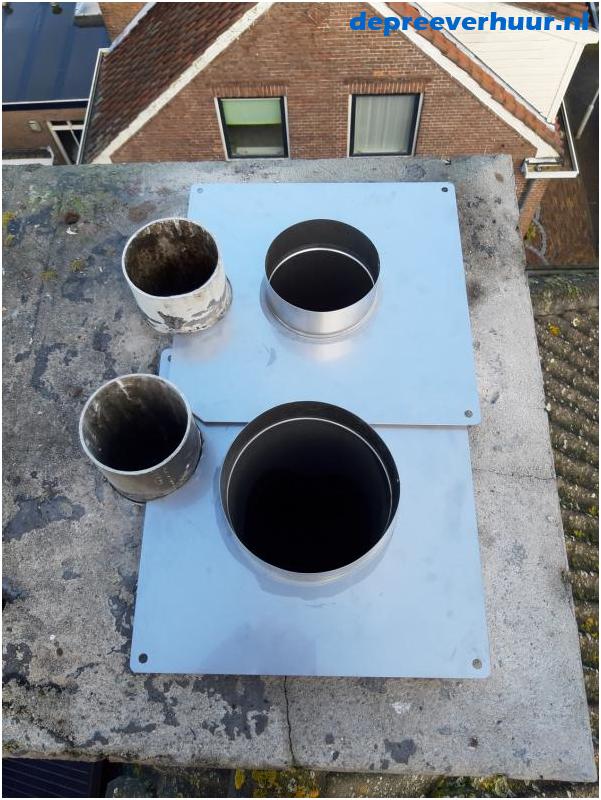 Lekkage via ontluchtingskanalen in de schoorsteen