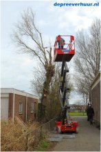 Snoeien boom met schaarlift Noord-Beveland